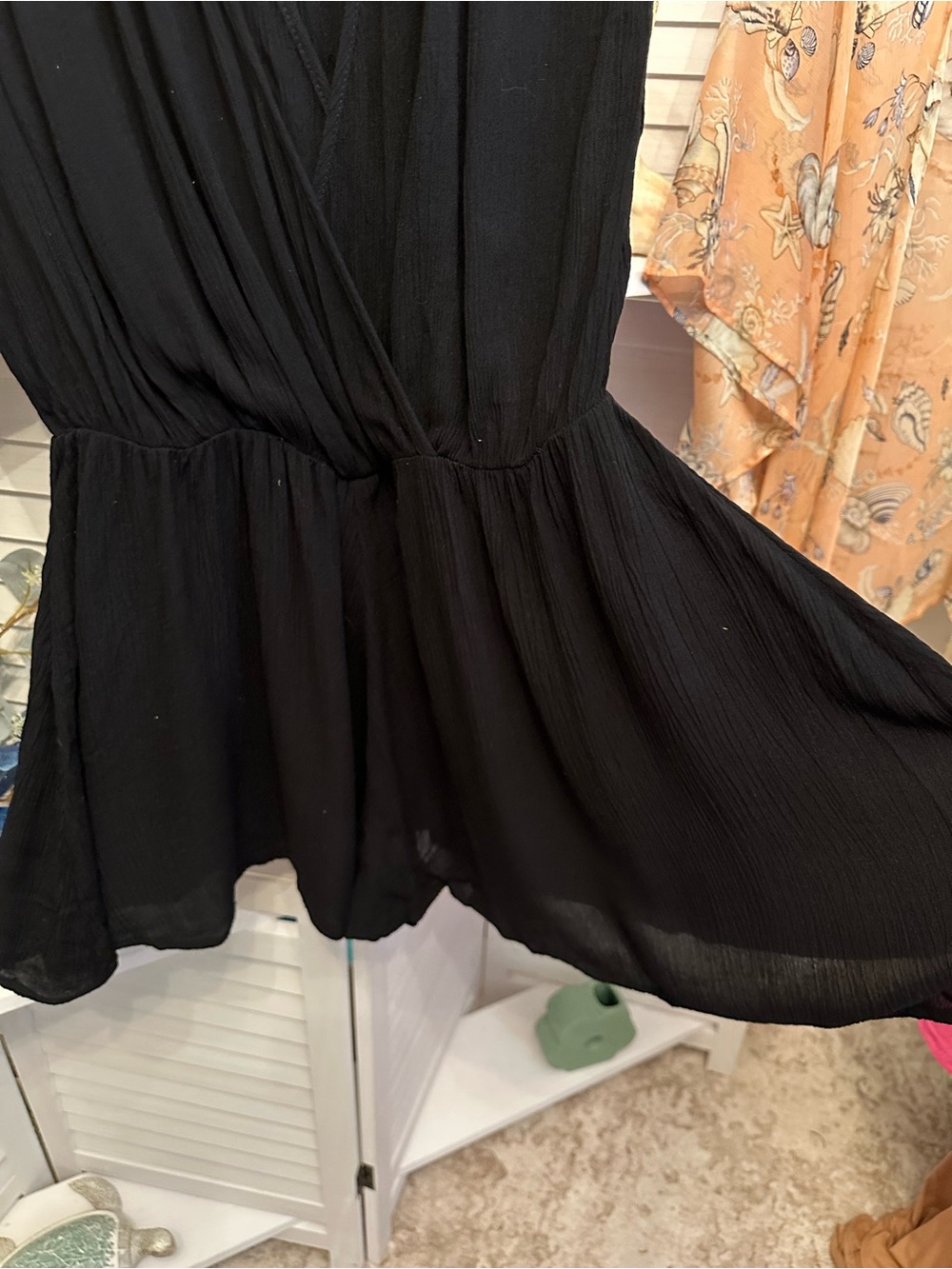 Zenana Crinkle Gauze Black Romper - Picture 4 of 4